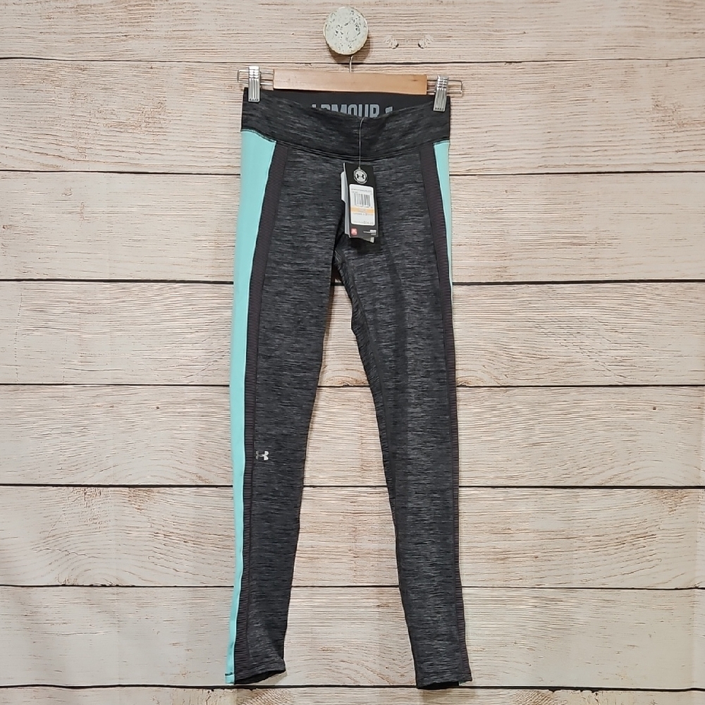 NWT Under Armour Cold Gear Compression Gray and Blue Leggings Small